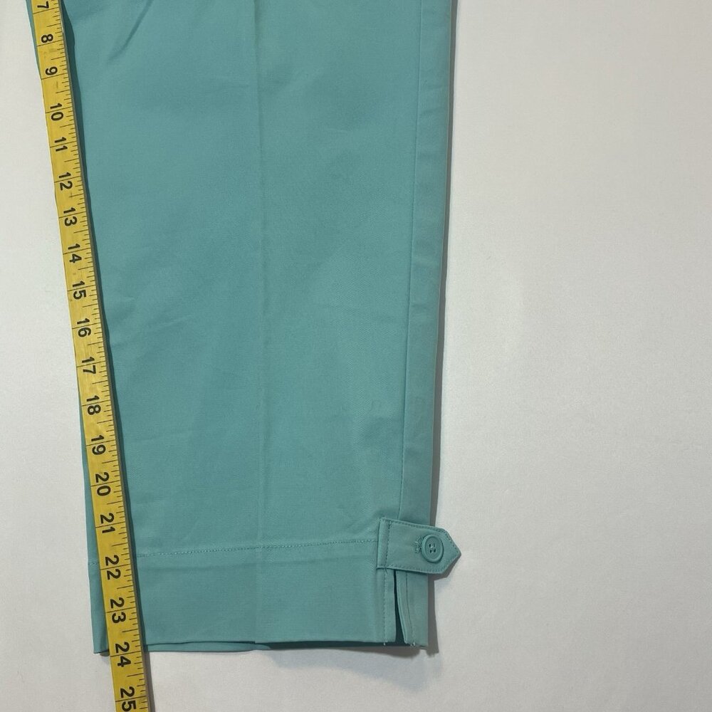 Talbots Women The Perfect Crop Cotton Pant Plus Size 18W High Rise Green Stretch - Picture 7 of 12